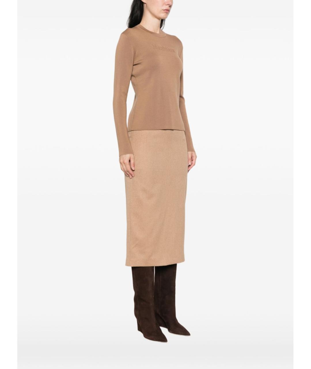 MAX MARA Бежевый шерстяной джемпер / свитер, фото 3