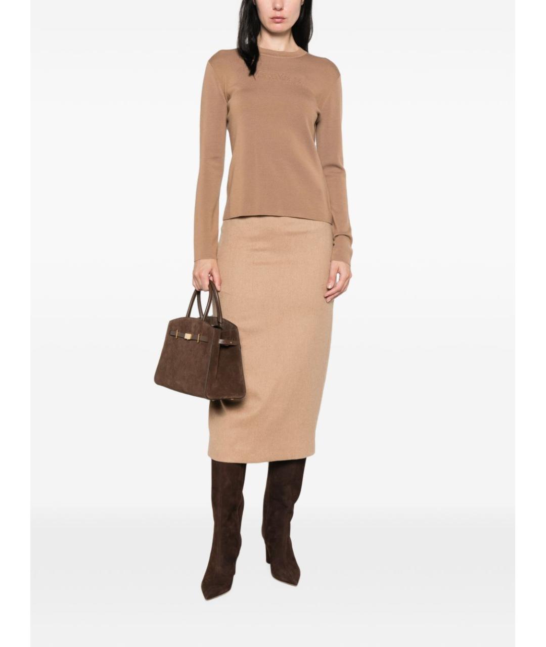 MAX MARA Бежевый шерстяной джемпер / свитер, фото 4
