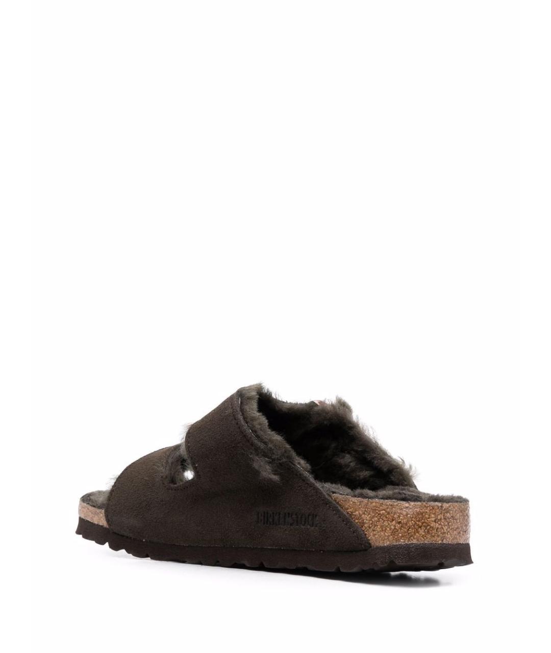 BIRKENSTOCK Коричневые замшевые шлепанцы, фото 3