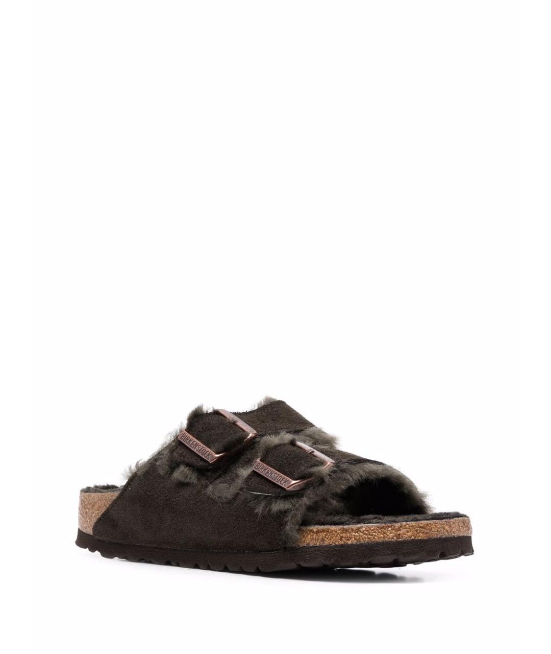 BIRKENSTOCK Коричневые замшевые шлепанцы, фото 4