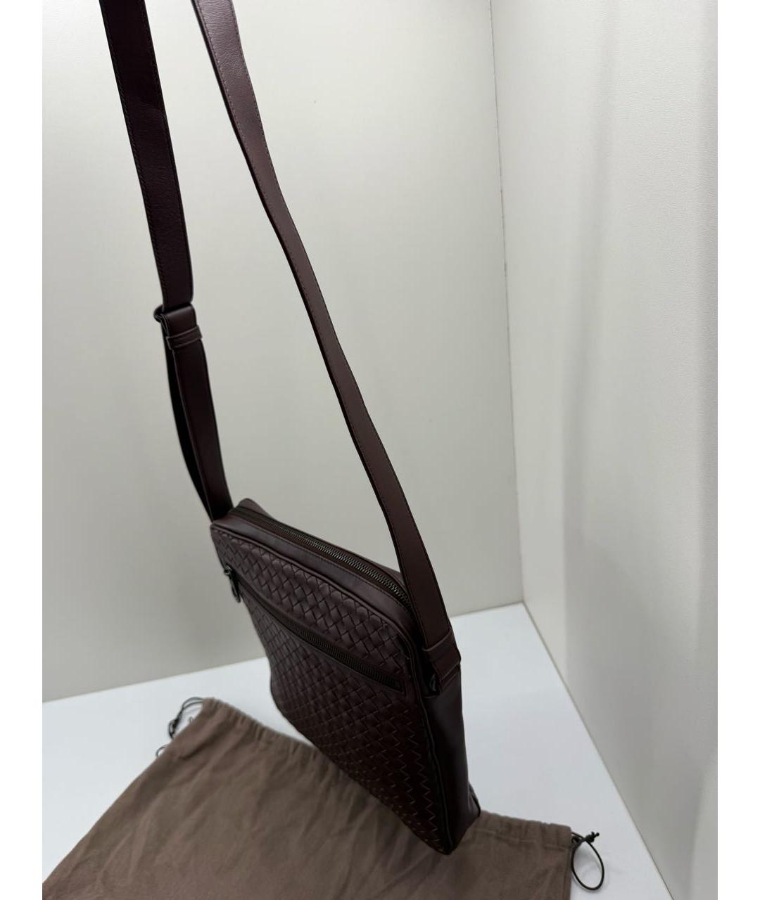 BOTTEGA VENETA Коричневая кожаная сумка на плечо, фото 5
