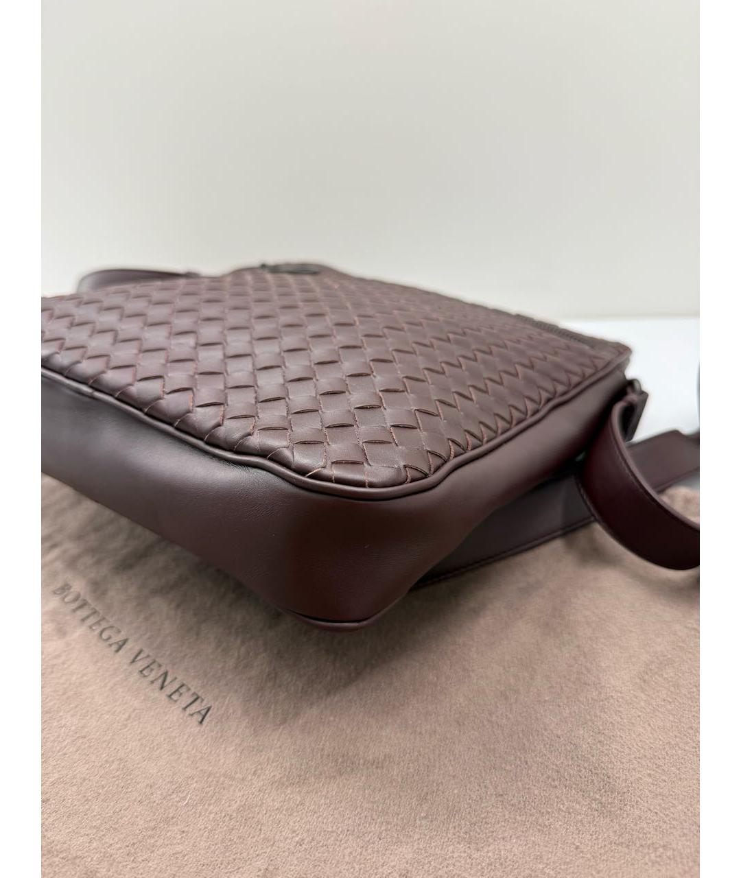 BOTTEGA VENETA Коричневая кожаная сумка на плечо, фото 7