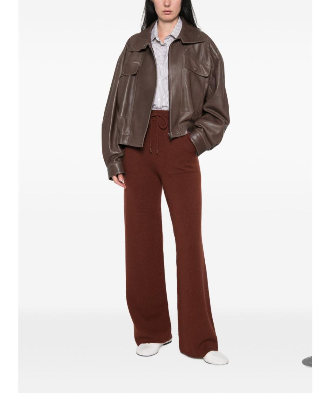 MAX MARA Коричневые шерстяные брюки широкие, фото 5
