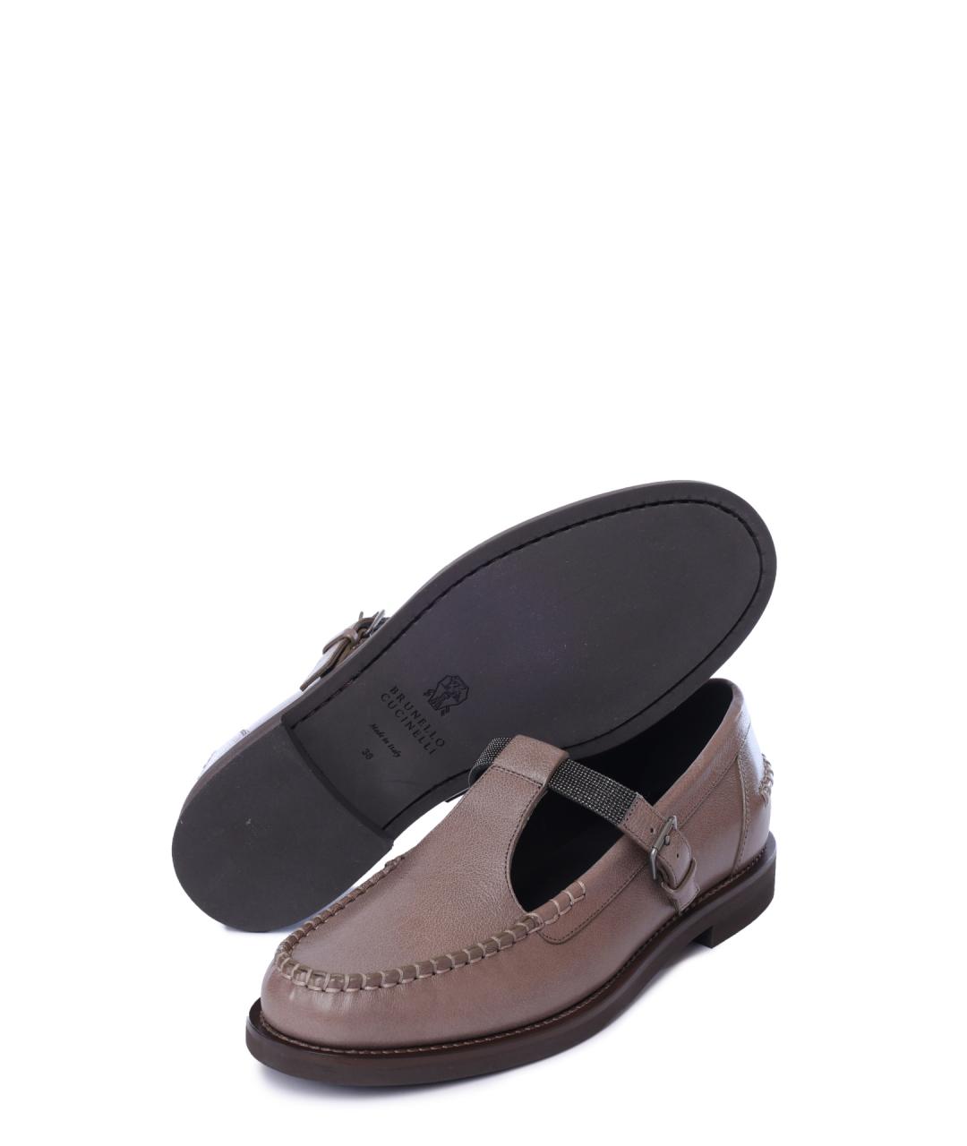 BRUNELLO CUCINELLI Коричневые кожаные лоферы, фото 4