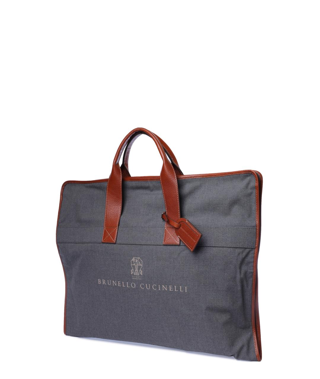 BRUNELLO CUCINELLI Серая тканевая сумка тоут, фото 2