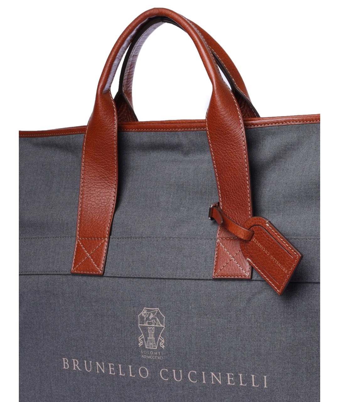 BRUNELLO CUCINELLI Серая тканевая сумка тоут, фото 3