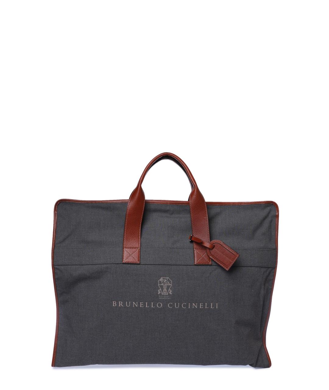 BRUNELLO CUCINELLI Серая тканевая сумка тоут, фото 1