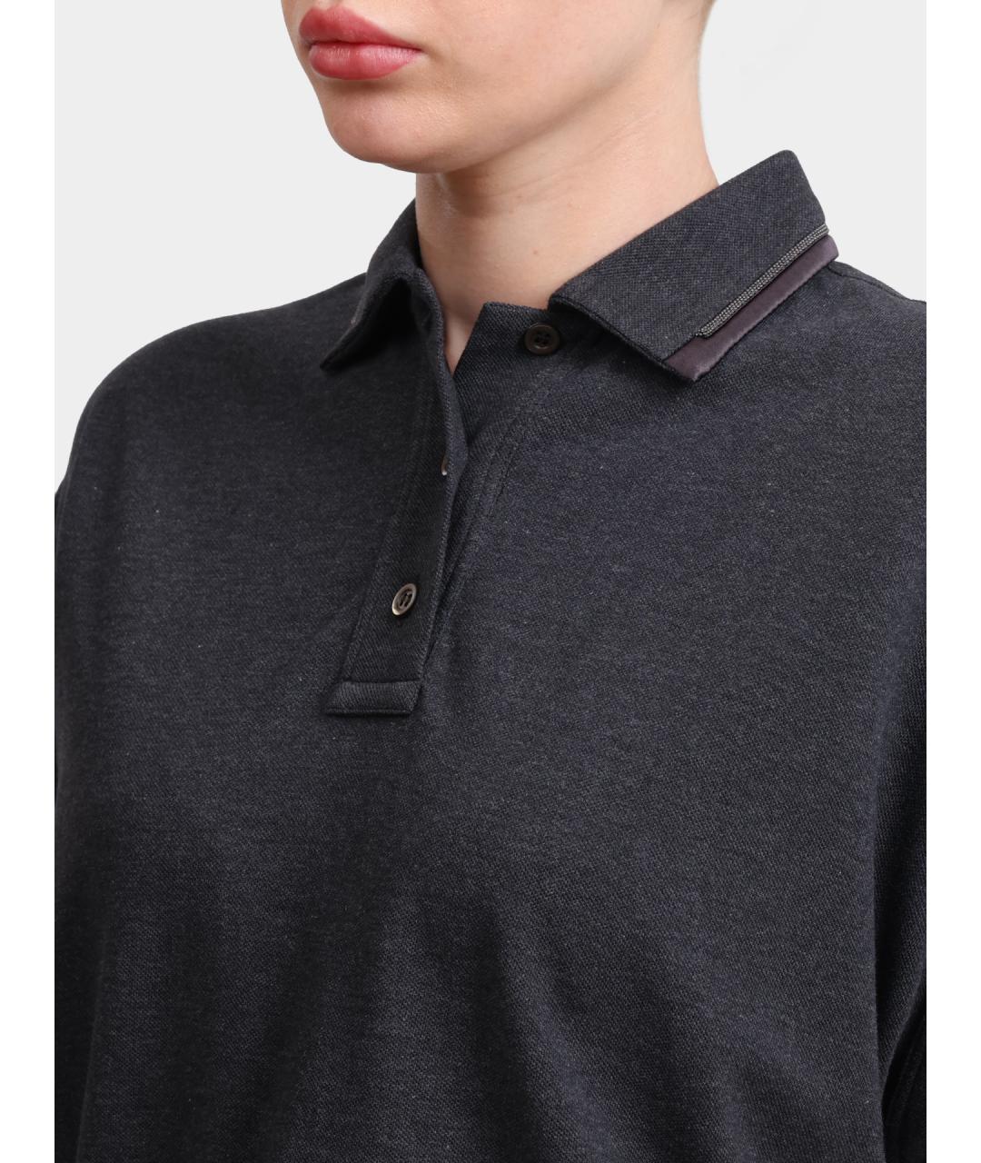BRUNELLO CUCINELLI Серая хлопковая футболка, фото 3