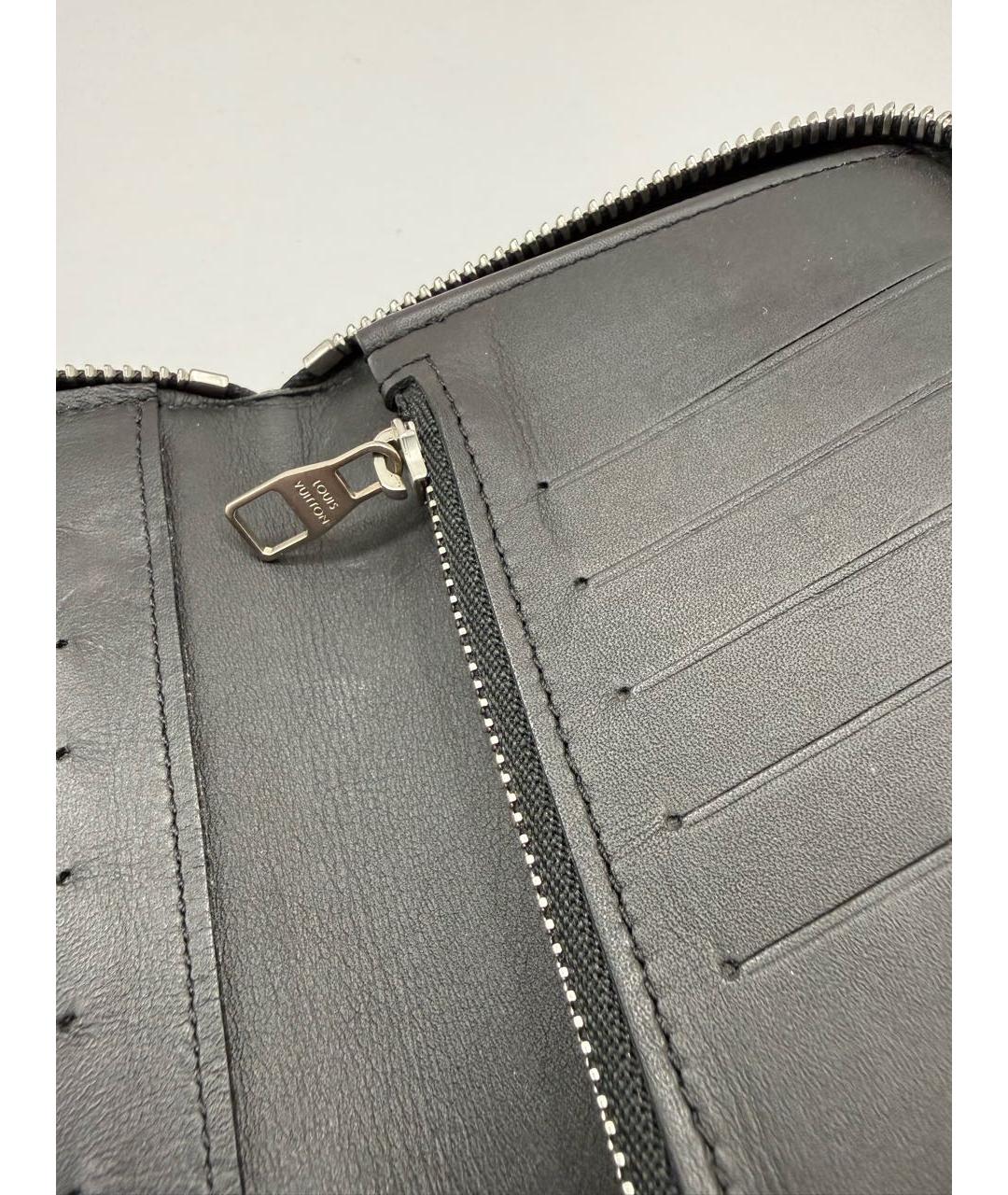 LOUIS VUITTON Черный кожаный кошелек, фото 6