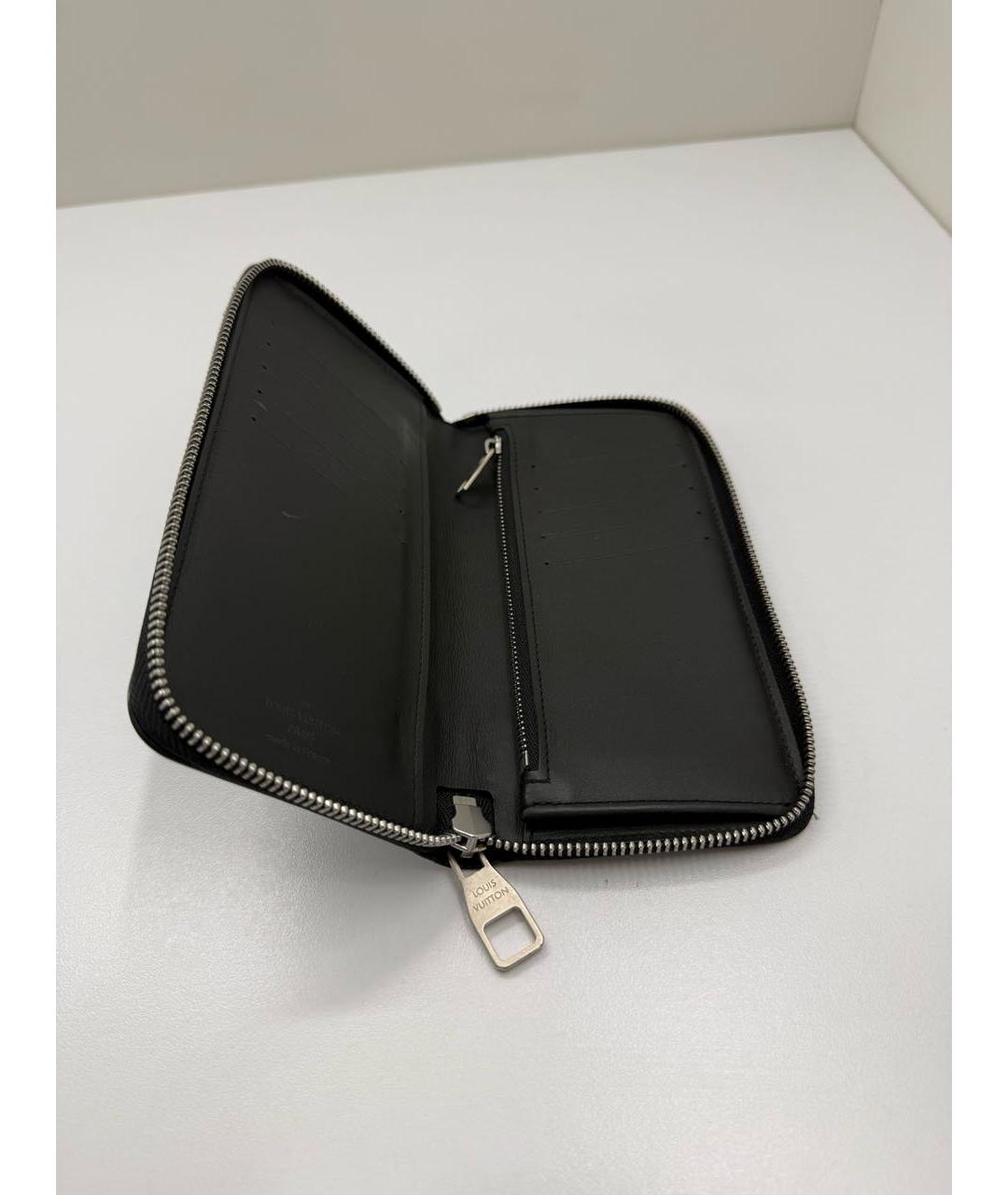 LOUIS VUITTON Черный кожаный кошелек, фото 3
