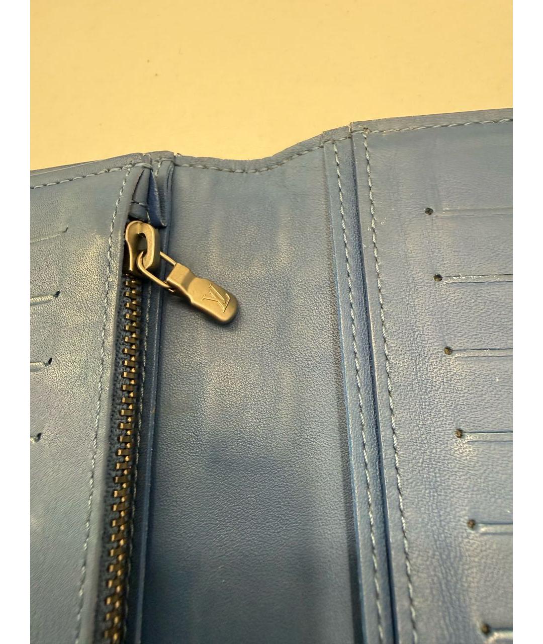 LOUIS VUITTON Синий кожаный кошелек, фото 4