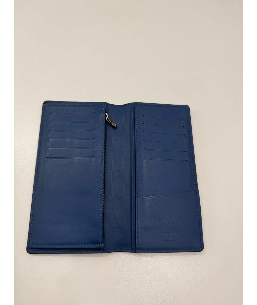 LOUIS VUITTON Синий кожаный кошелек, фото 3