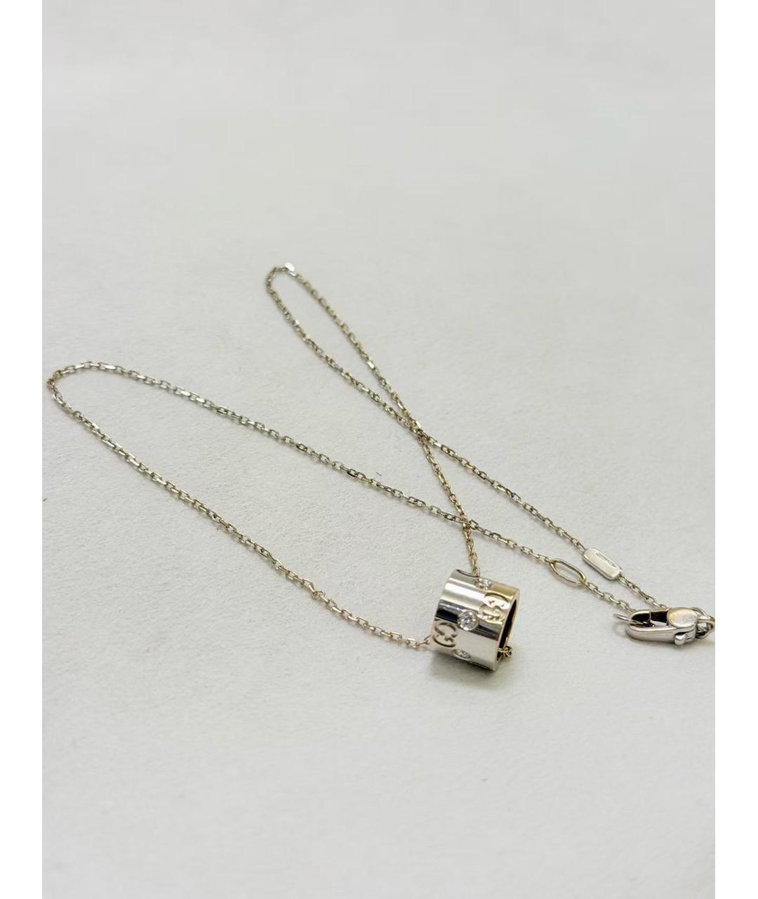 GUCCI Серебряное колье из белого золота, фото 4