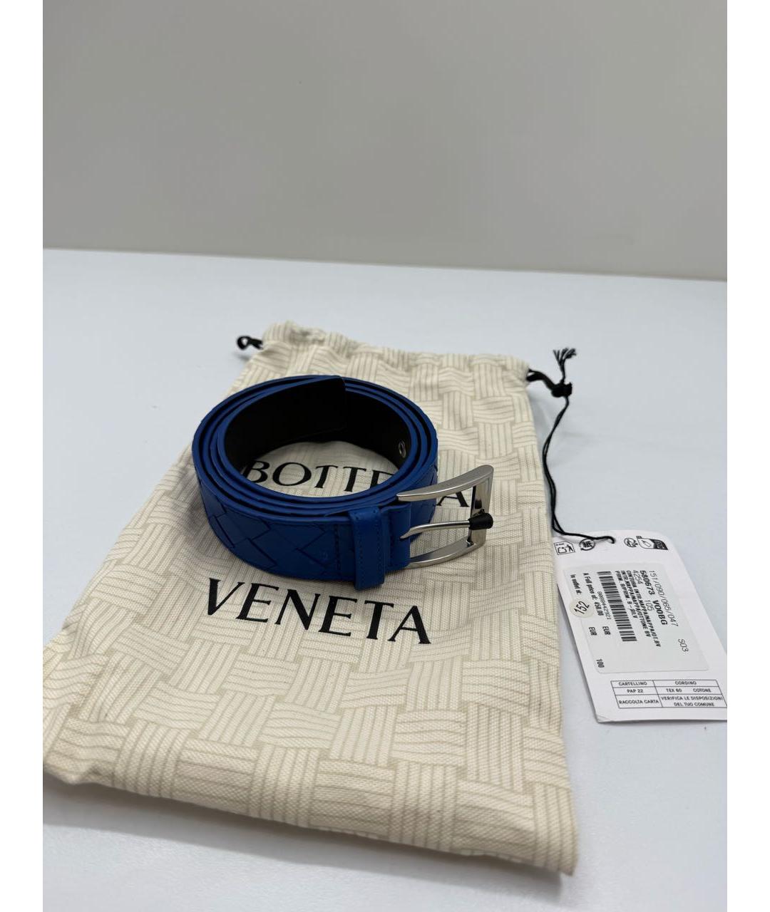 BOTTEGA VENETA Синий кожаный ремень, фото 7