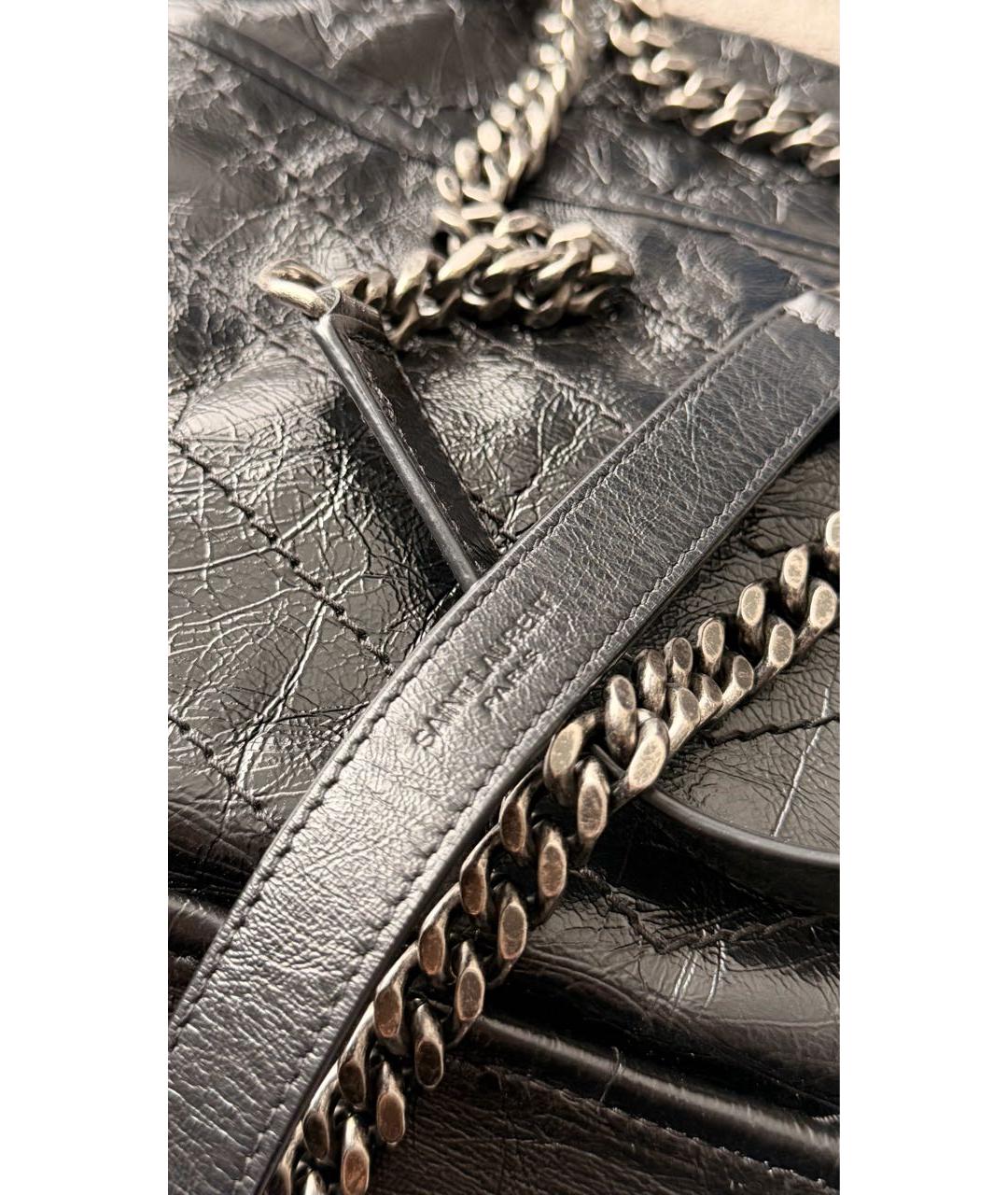 SAINT LAURENT Черная кожаная сумка через плечо, фото 2