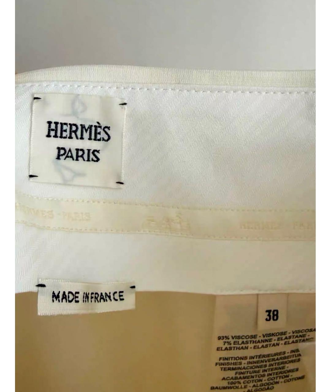 HERMES Белая вискозная юбка миди, фото 4