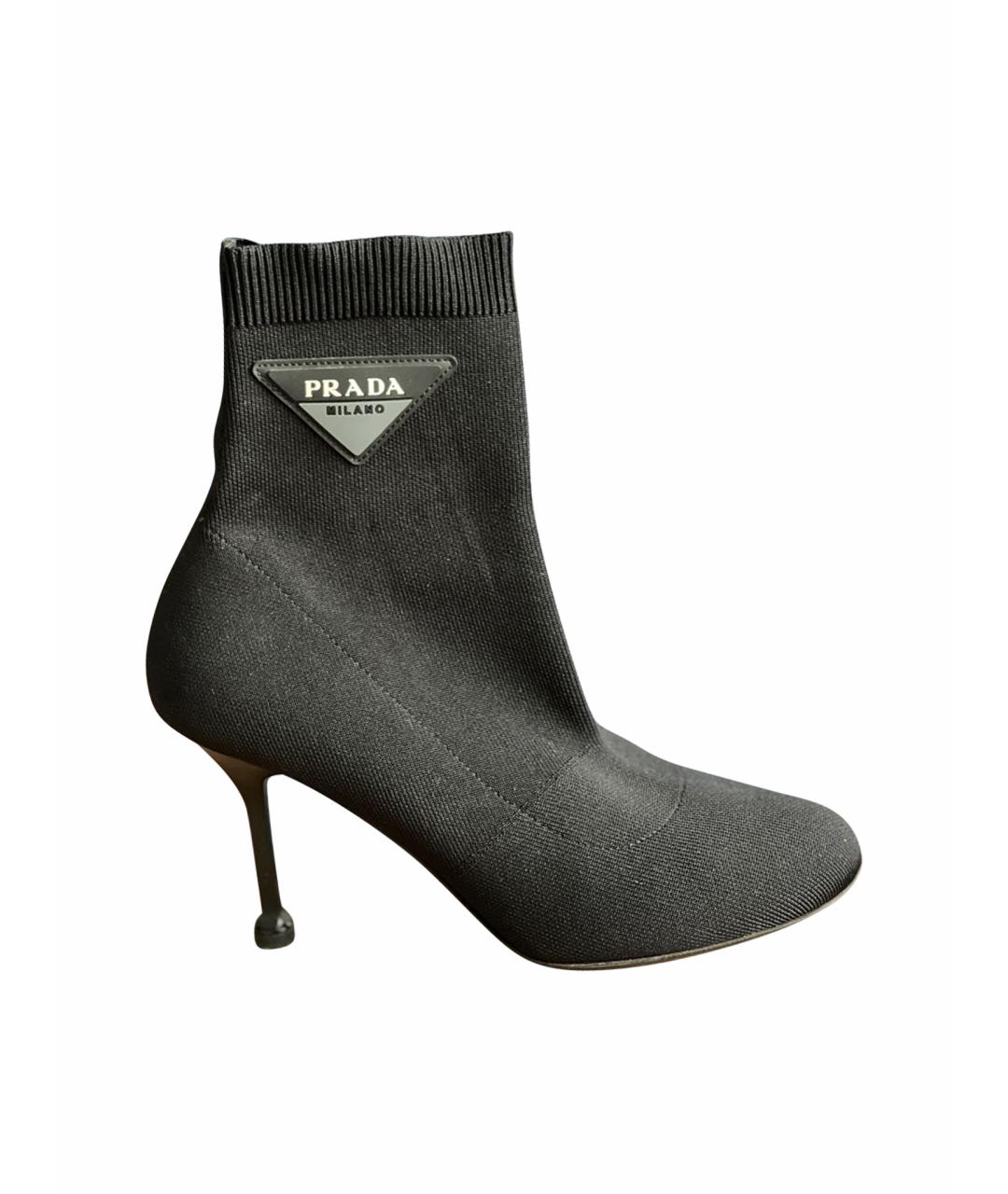 PRADA Черные текстильные ботильоны, фото 1