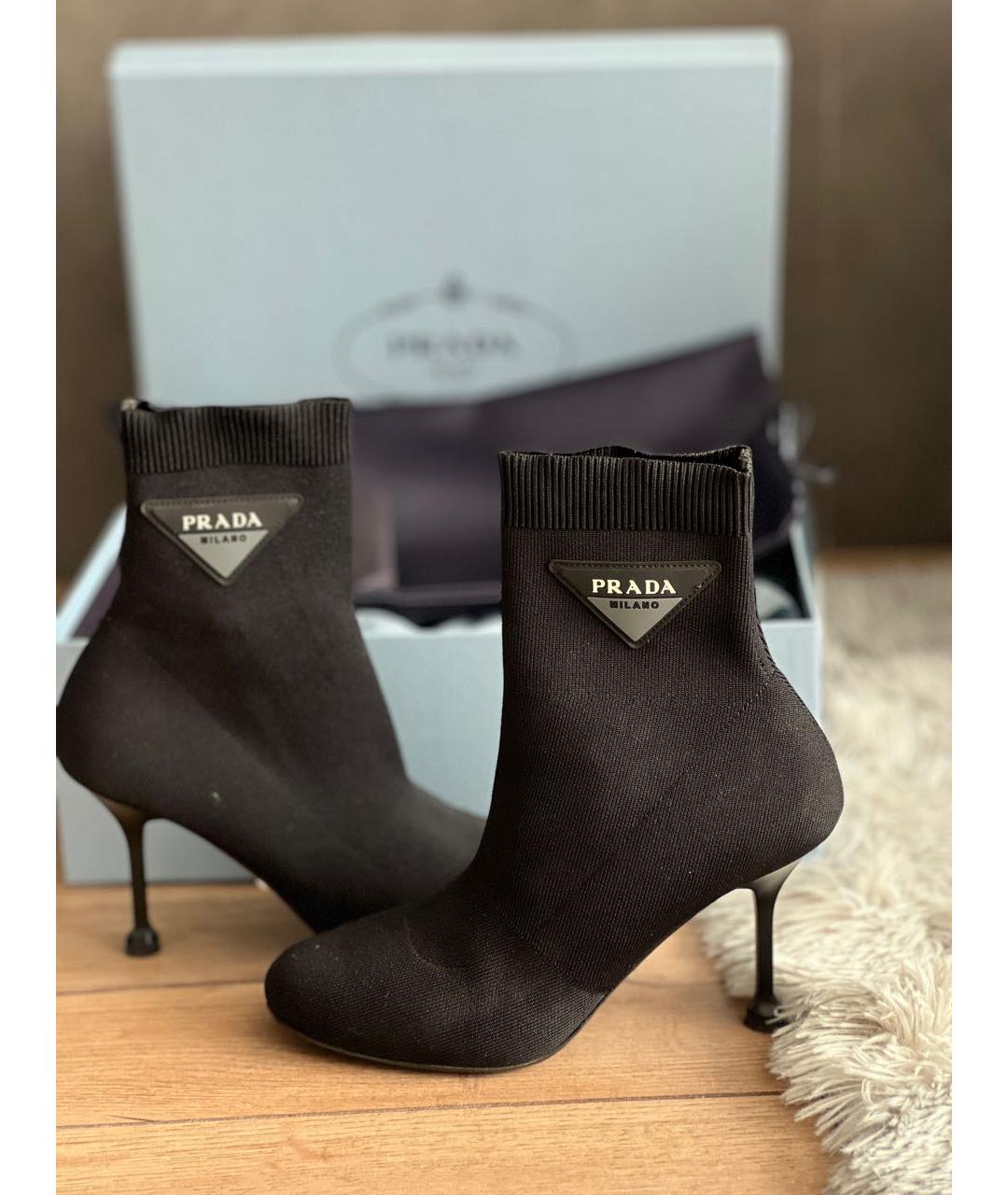 PRADA Черные текстильные ботильоны, фото 5