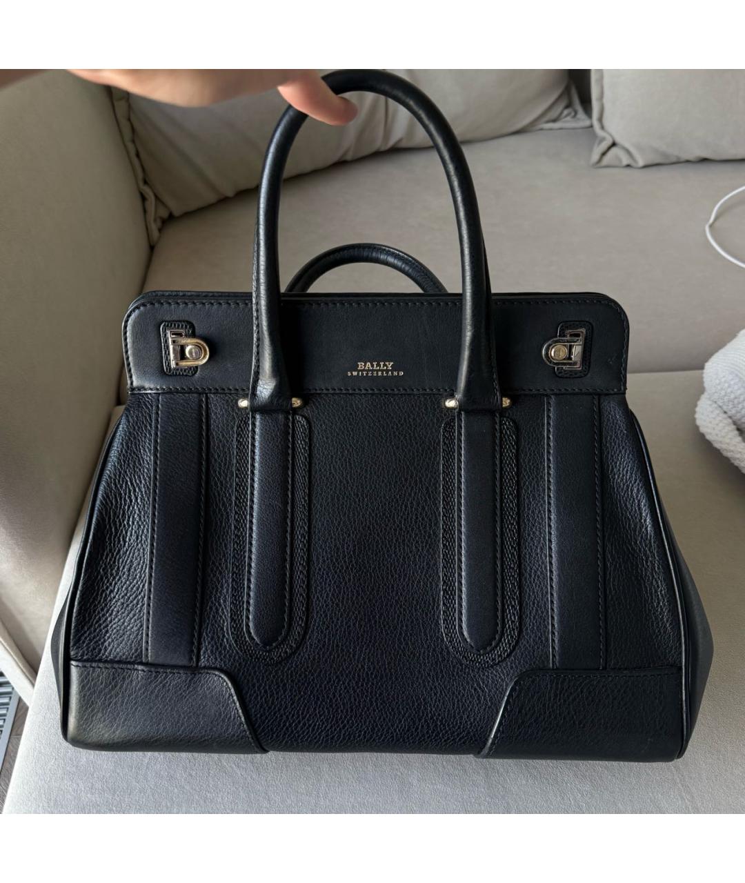BALLY Черная кожаная сумка тоут, фото 9