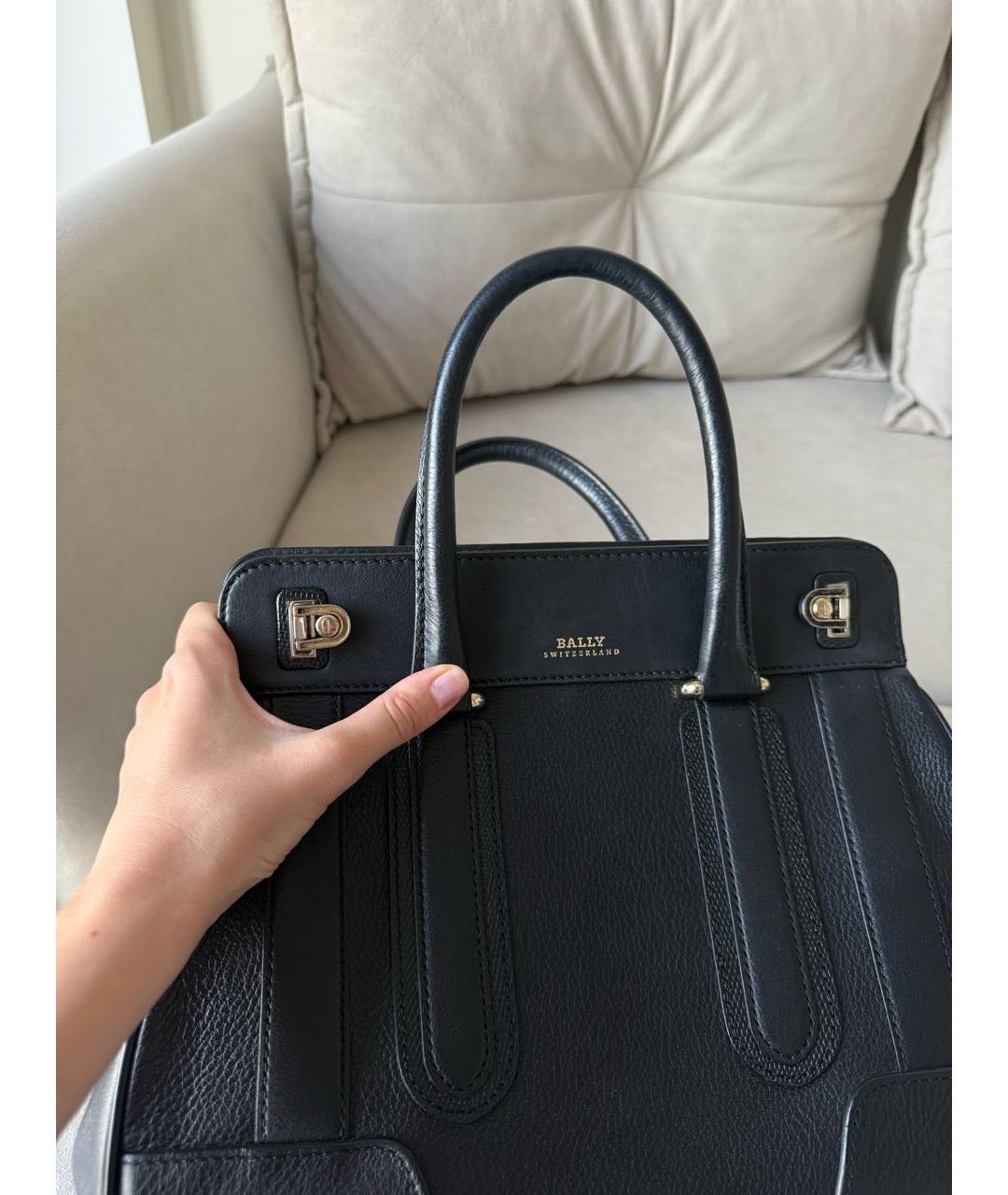 BALLY Черная кожаная сумка тоут, фото 7