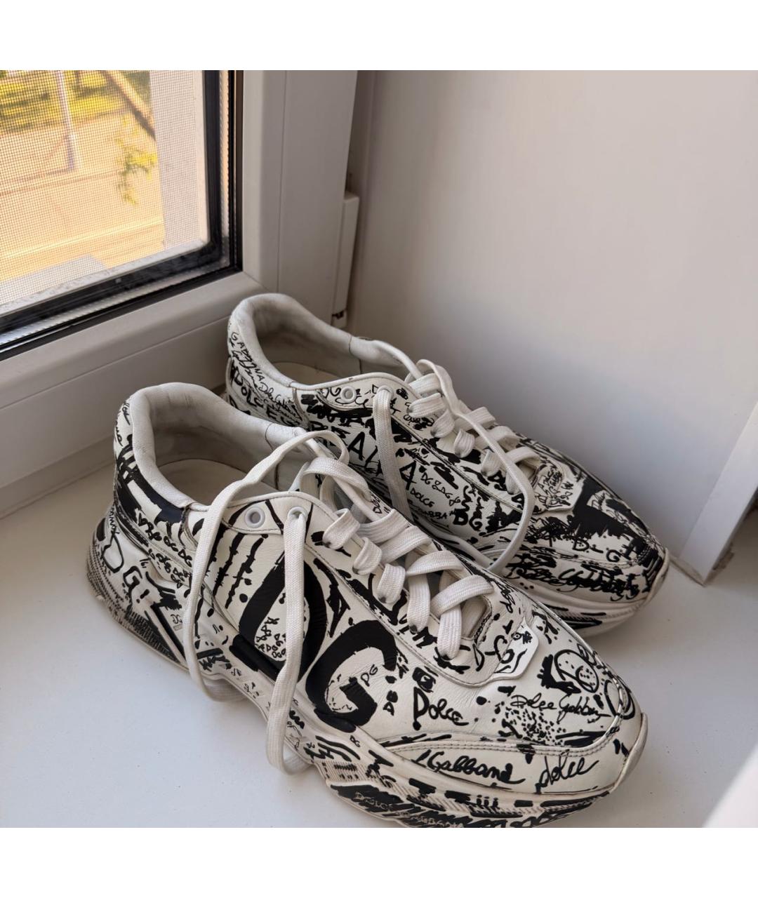 DOLCE&GABBANA Белые кожаные низкие кроссовки / кеды, фото 3