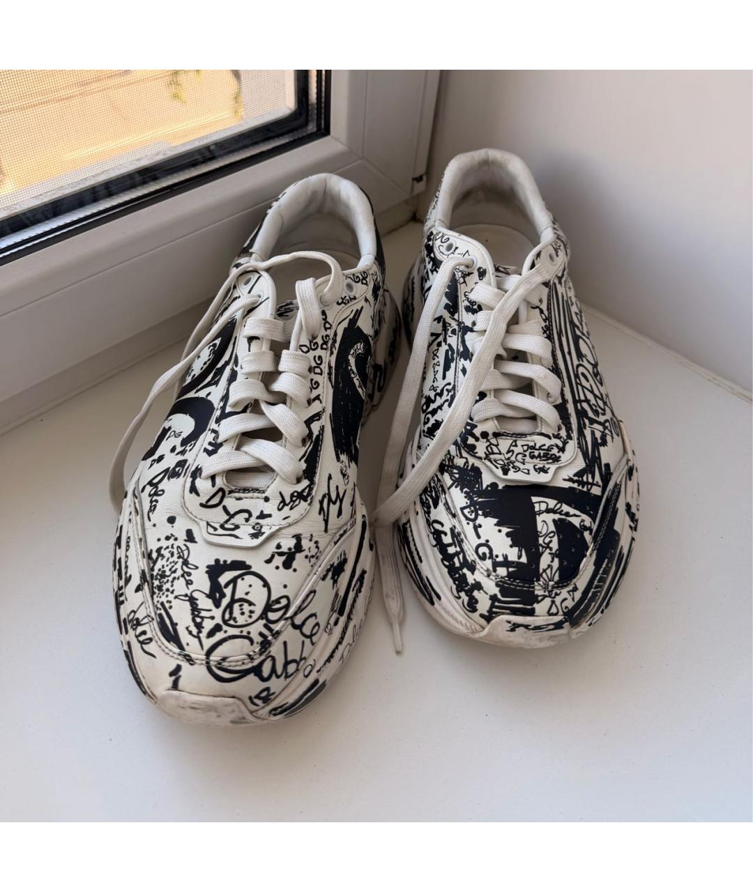 DOLCE&GABBANA Белые кожаные низкие кроссовки / кеды, фото 2