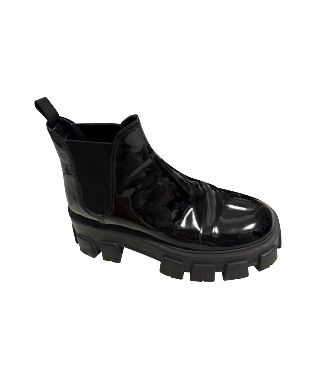PRADA Черные ботинки из лакированной кожи, фото 1