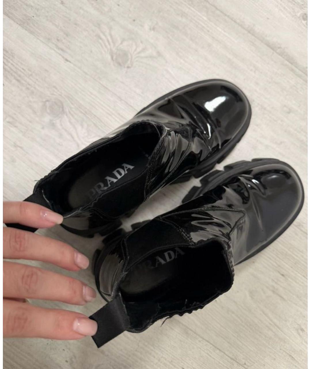 PRADA Черные ботинки из лакированной кожи, фото 3