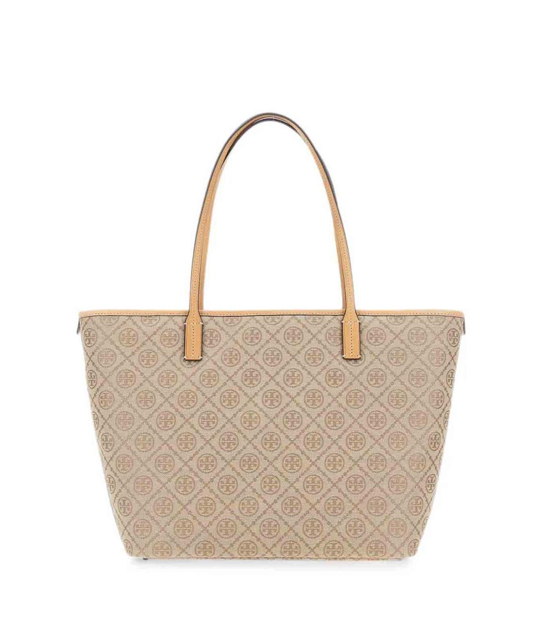 TORY BURCH Бежевая тканевая сумка тоут, фото 2