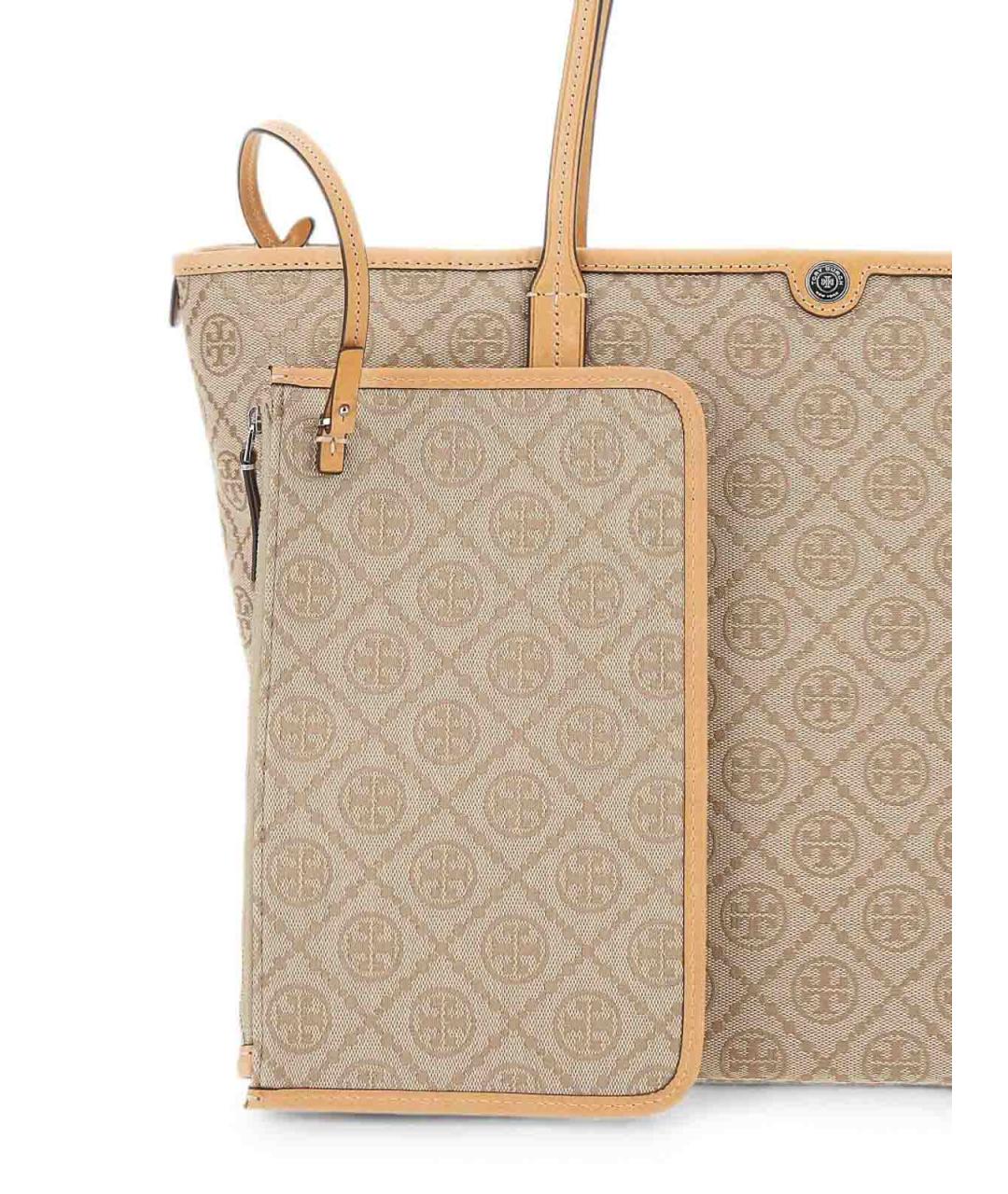 TORY BURCH Бежевая тканевая сумка тоут, фото 3