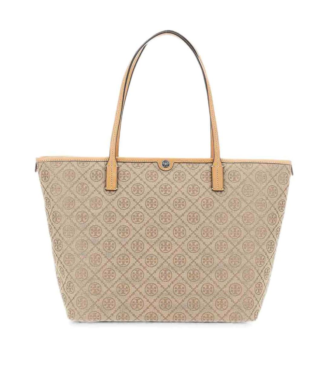TORY BURCH Бежевая тканевая сумка тоут, фото 1