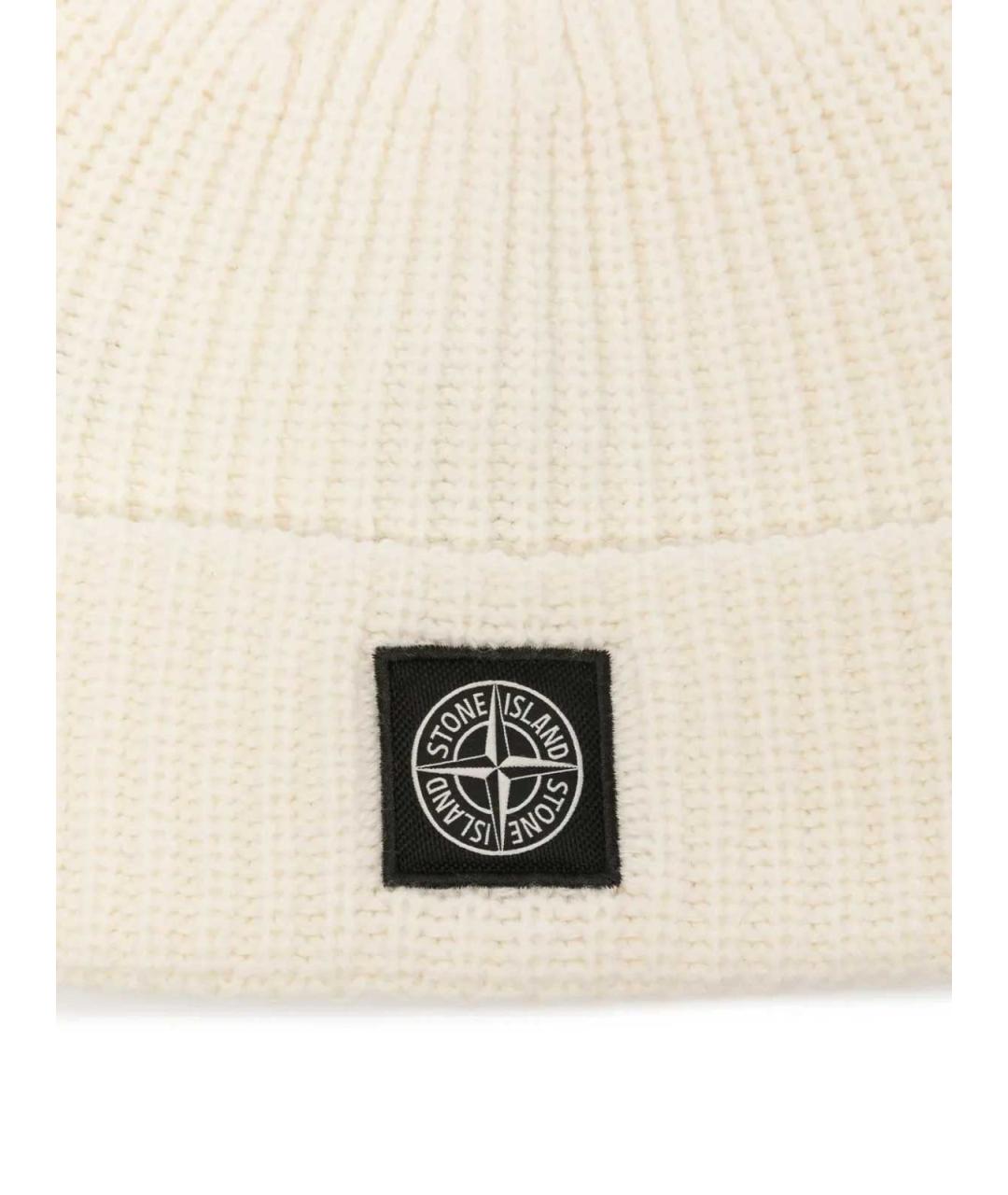 STONE ISLAND Белая хлопковая шапка, фото 2