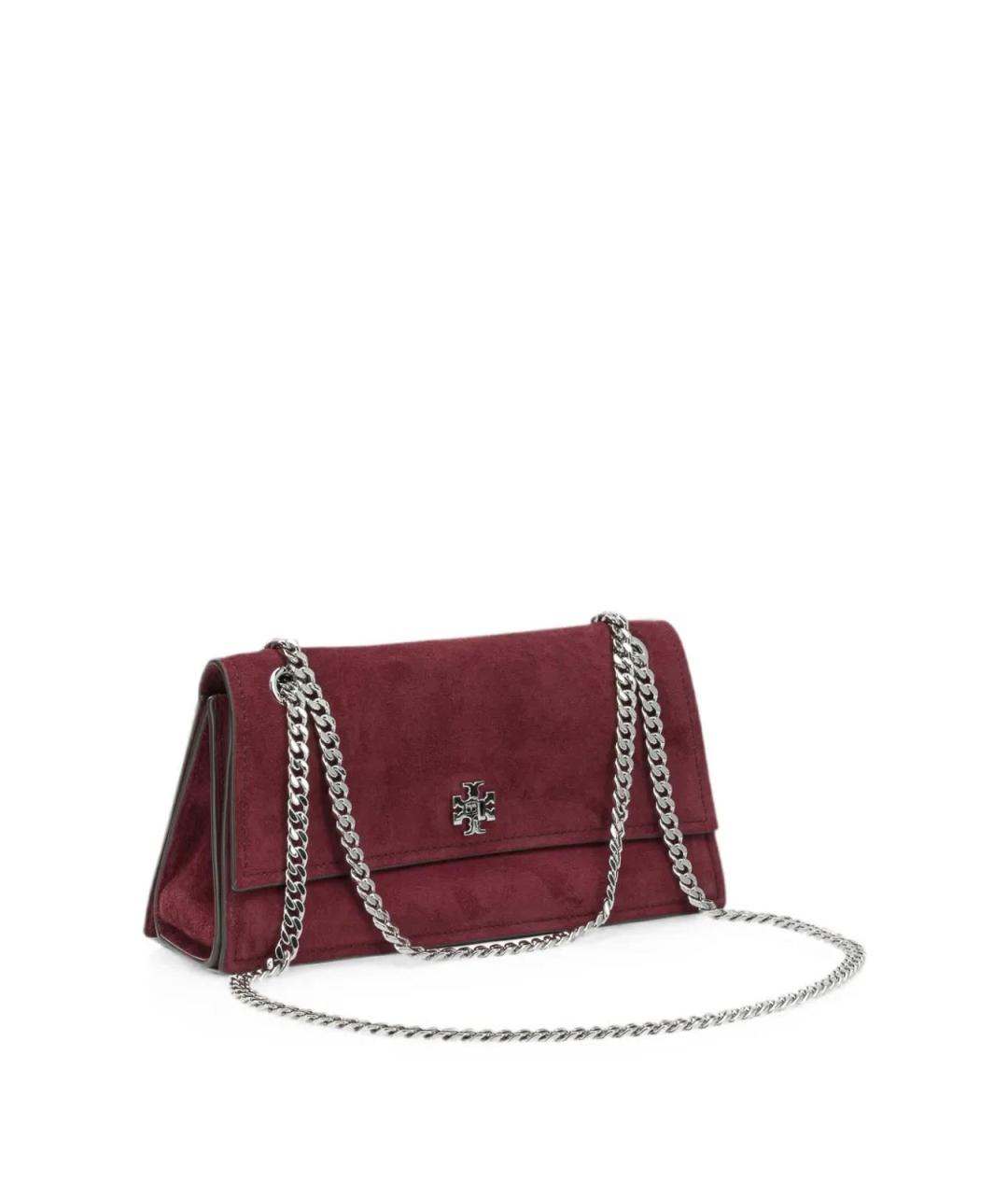 TORY BURCH Бордовая замшевая сумка с короткими ручками, фото 2
