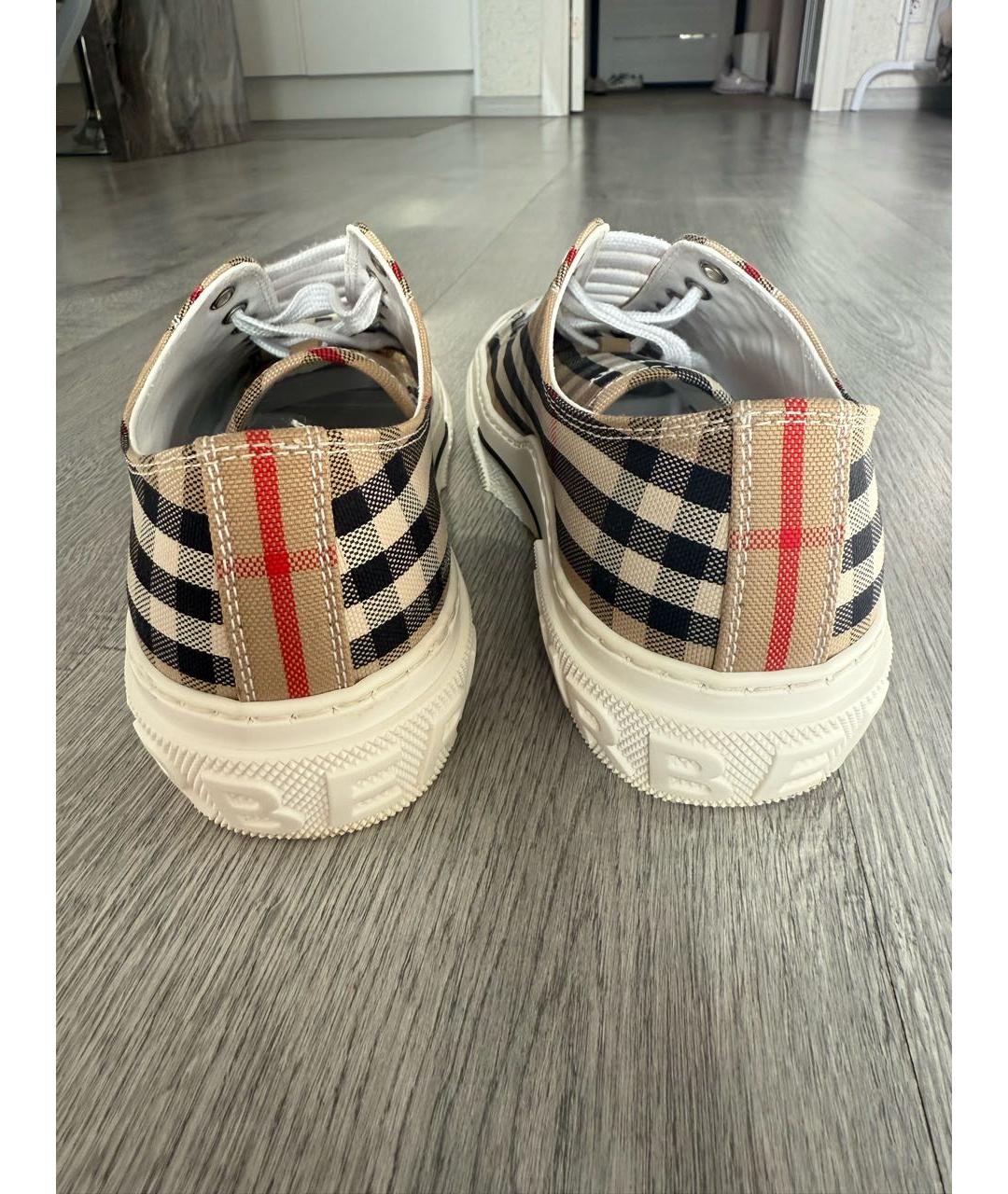 BURBERRY Бежевые текстильные кеды, фото 4