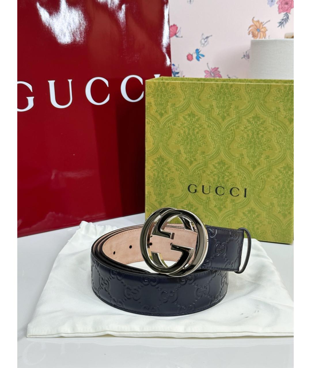 GUCCI Темно-синий ремень, фото 6