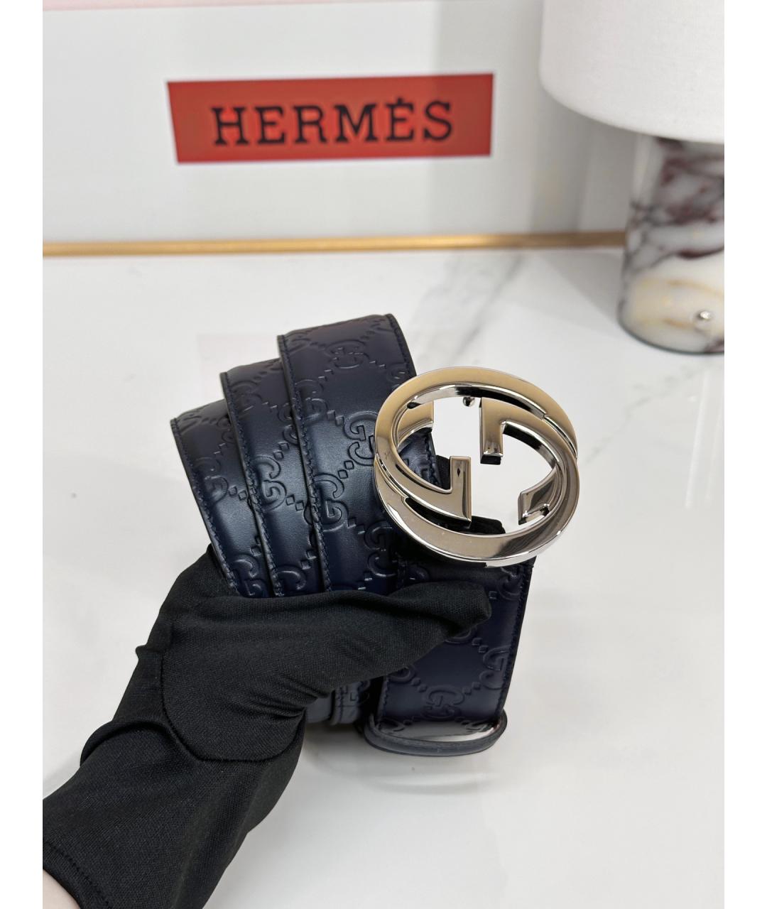 GUCCI Темно-синий ремень, фото 2