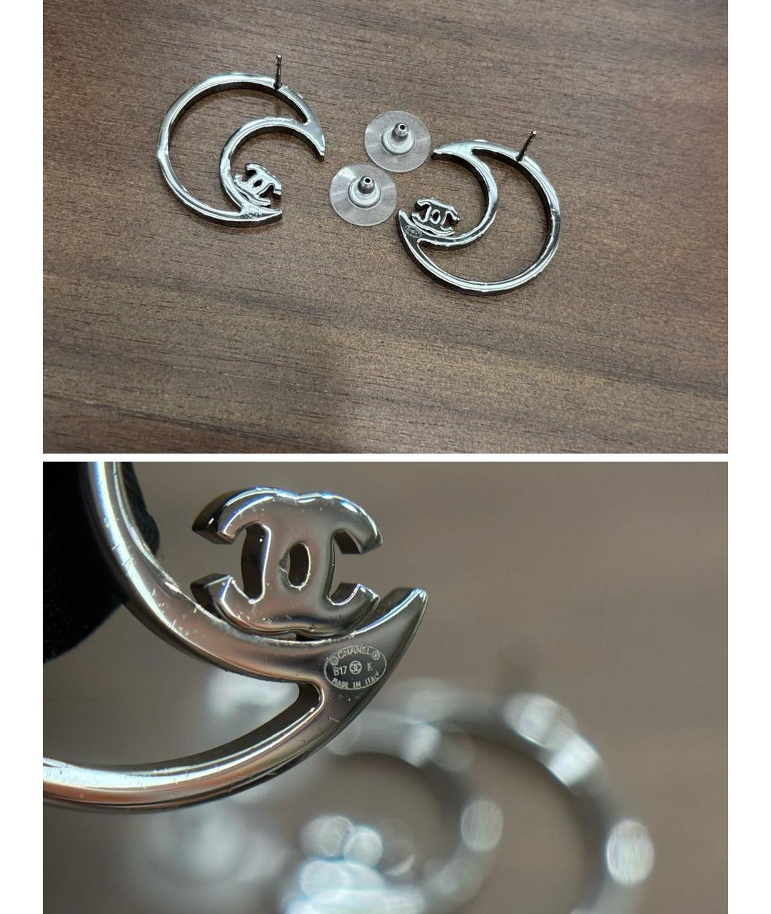 CHANEL Серебряные металлические серьги, фото 4