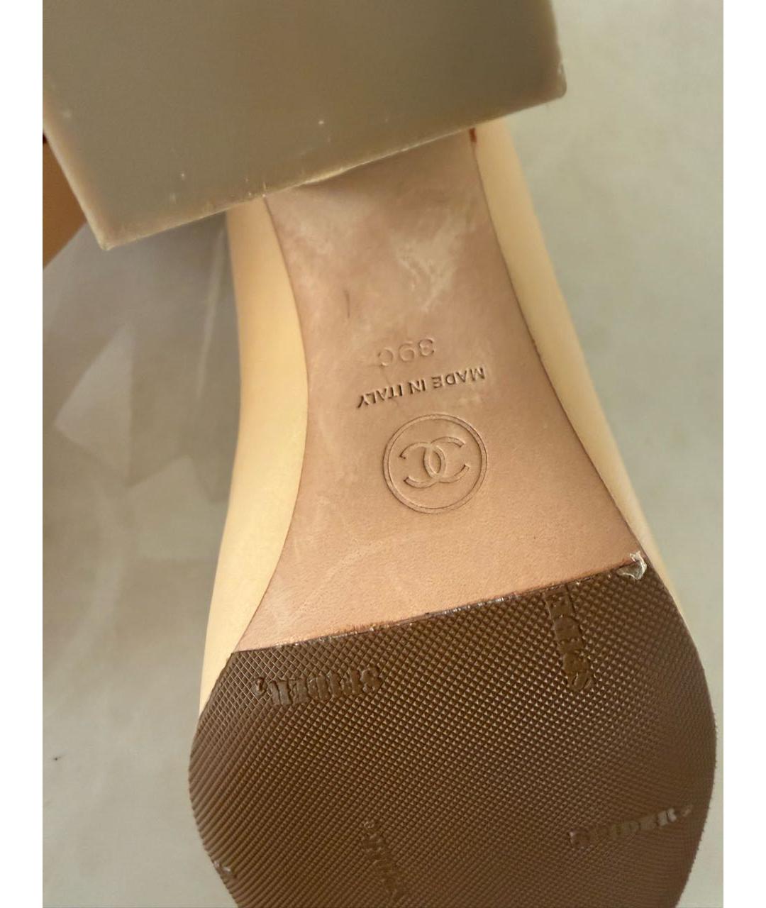 CHANEL Бежевые кожаные туфли, фото 5
