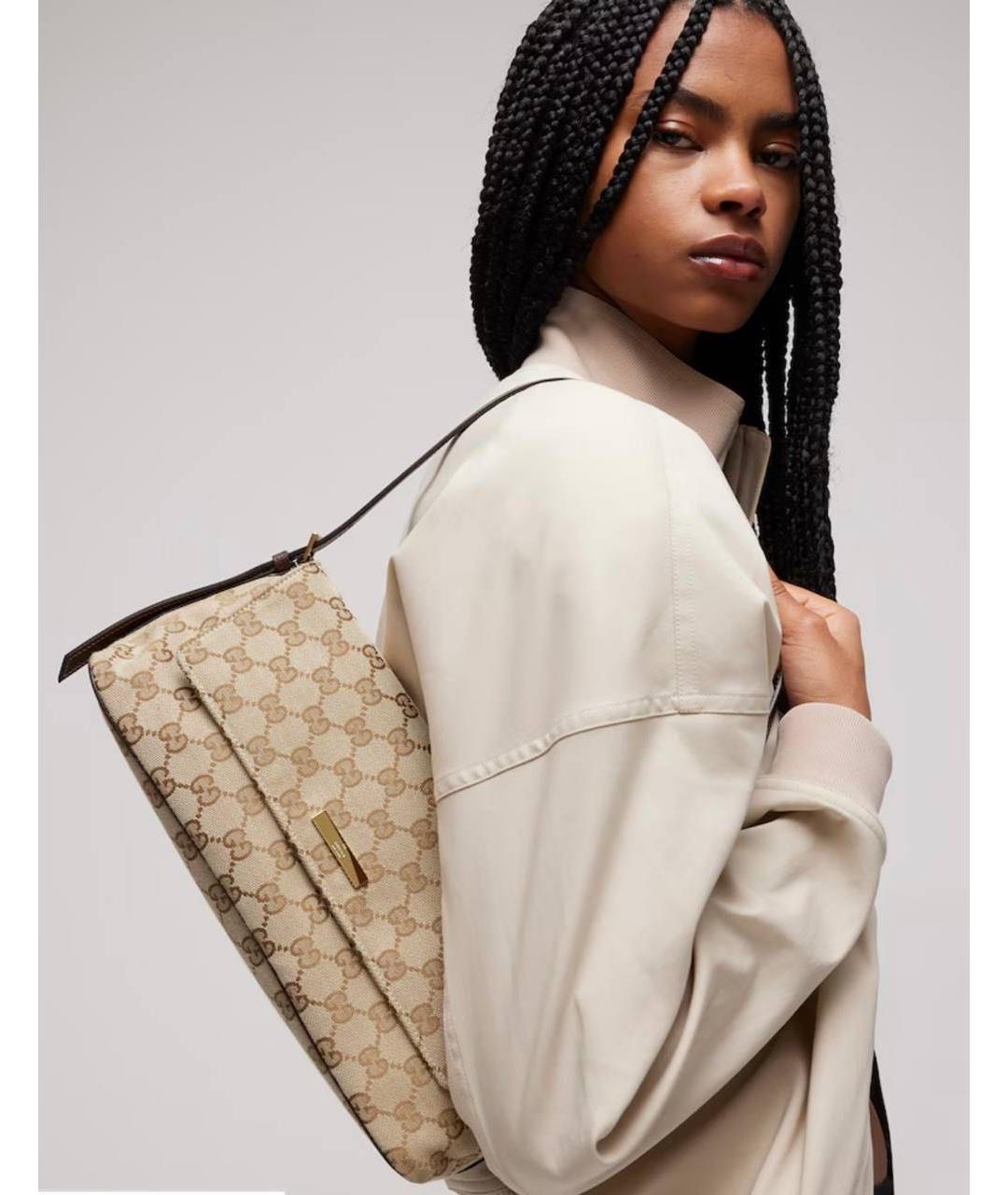 GUCCI Коричневая сумка через плечо из канвы, фото 2
