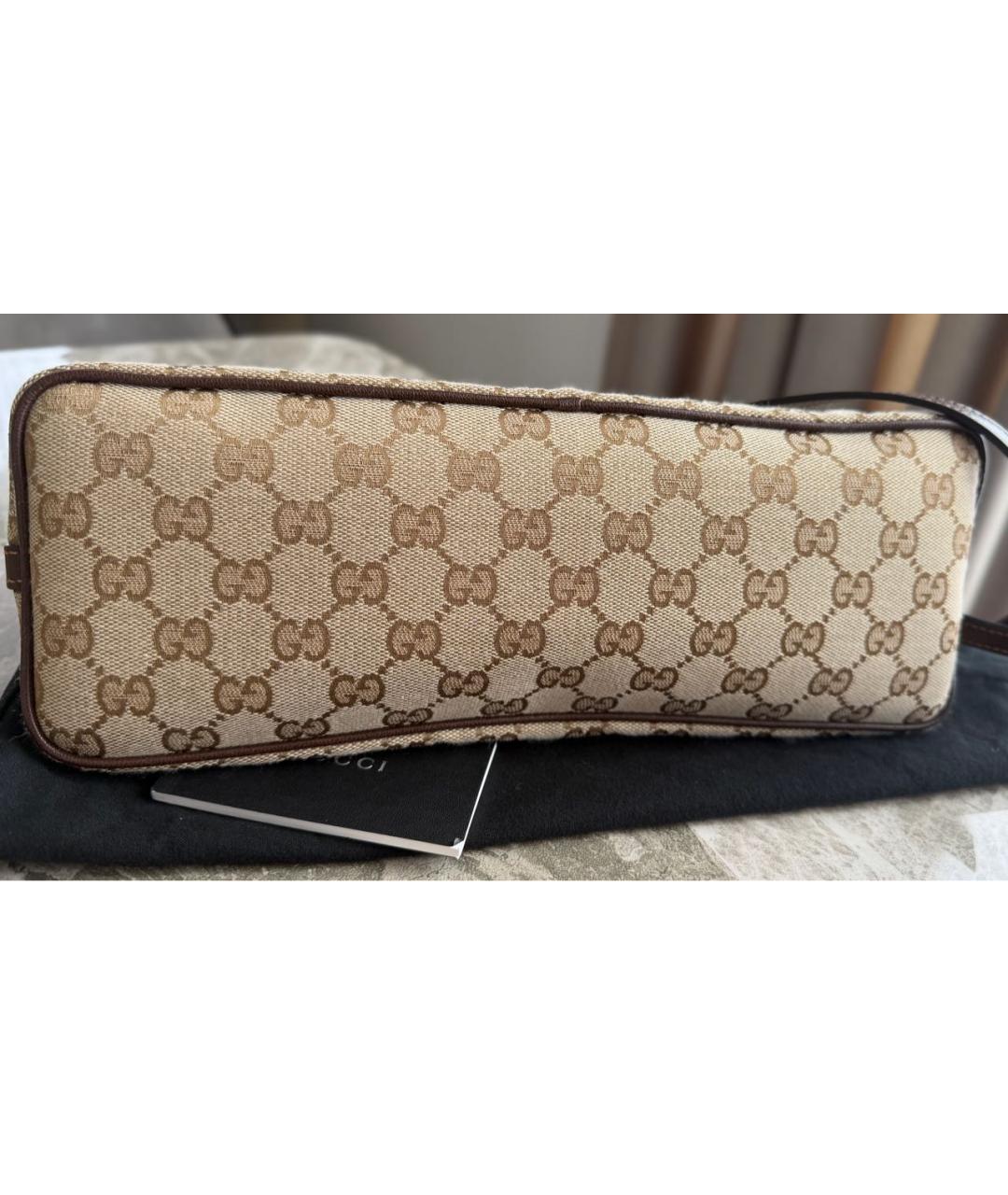 GUCCI Коричневая сумка через плечо из канвы, фото 6