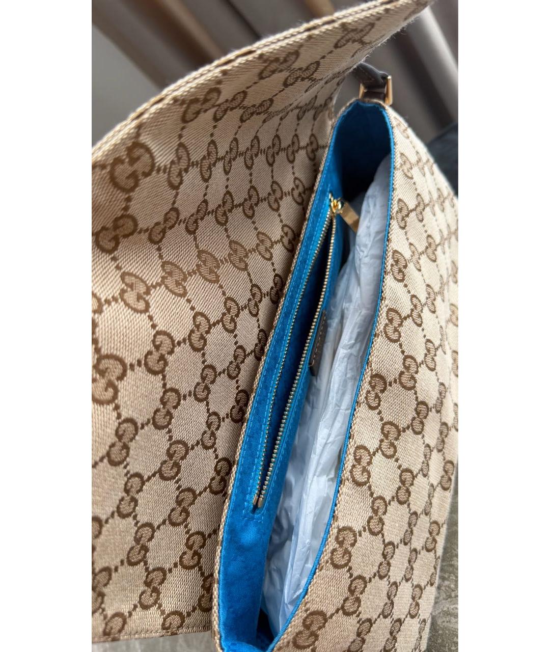 GUCCI Коричневая сумка через плечо из канвы, фото 8