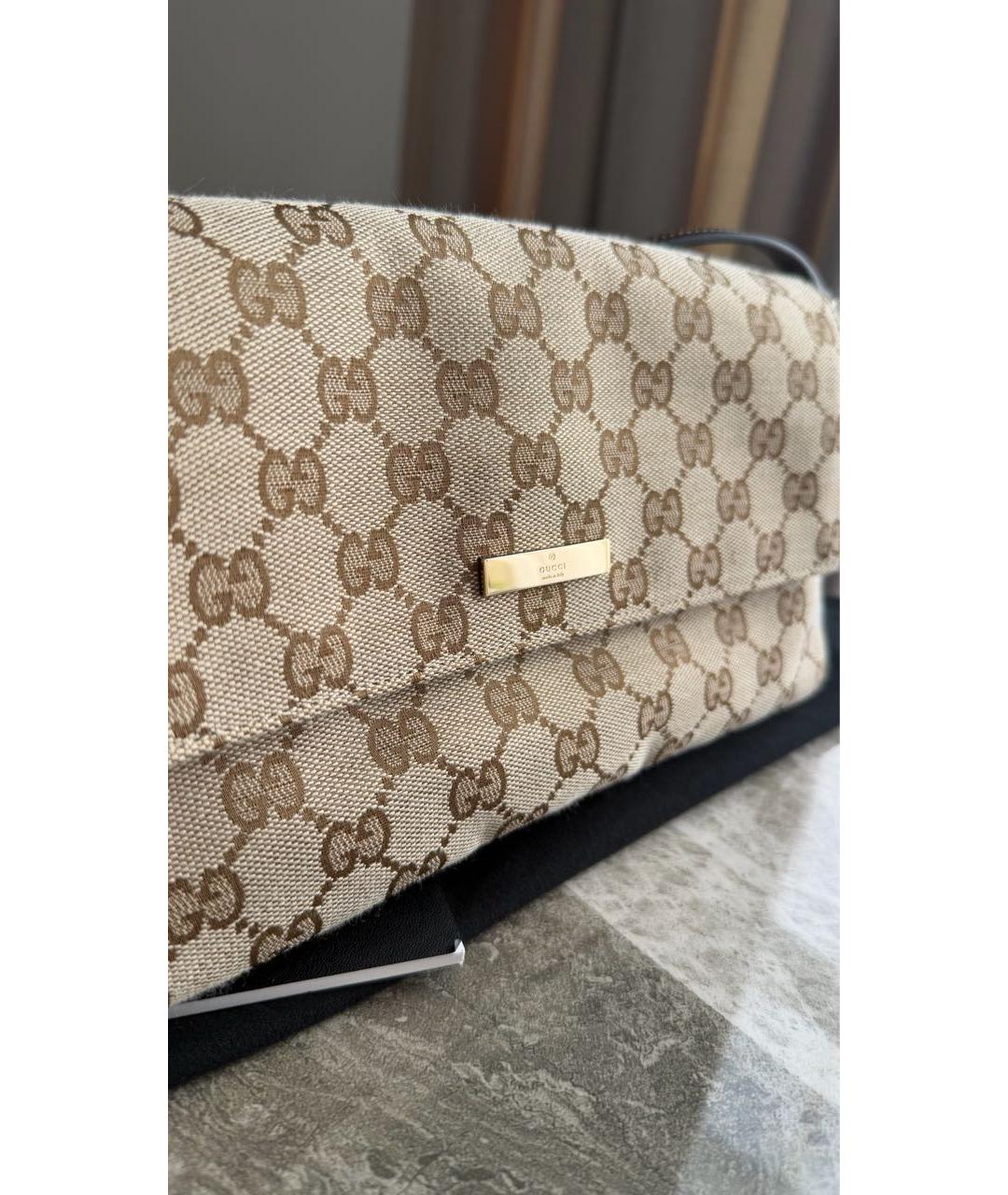 GUCCI Коричневая сумка через плечо из канвы, фото 7