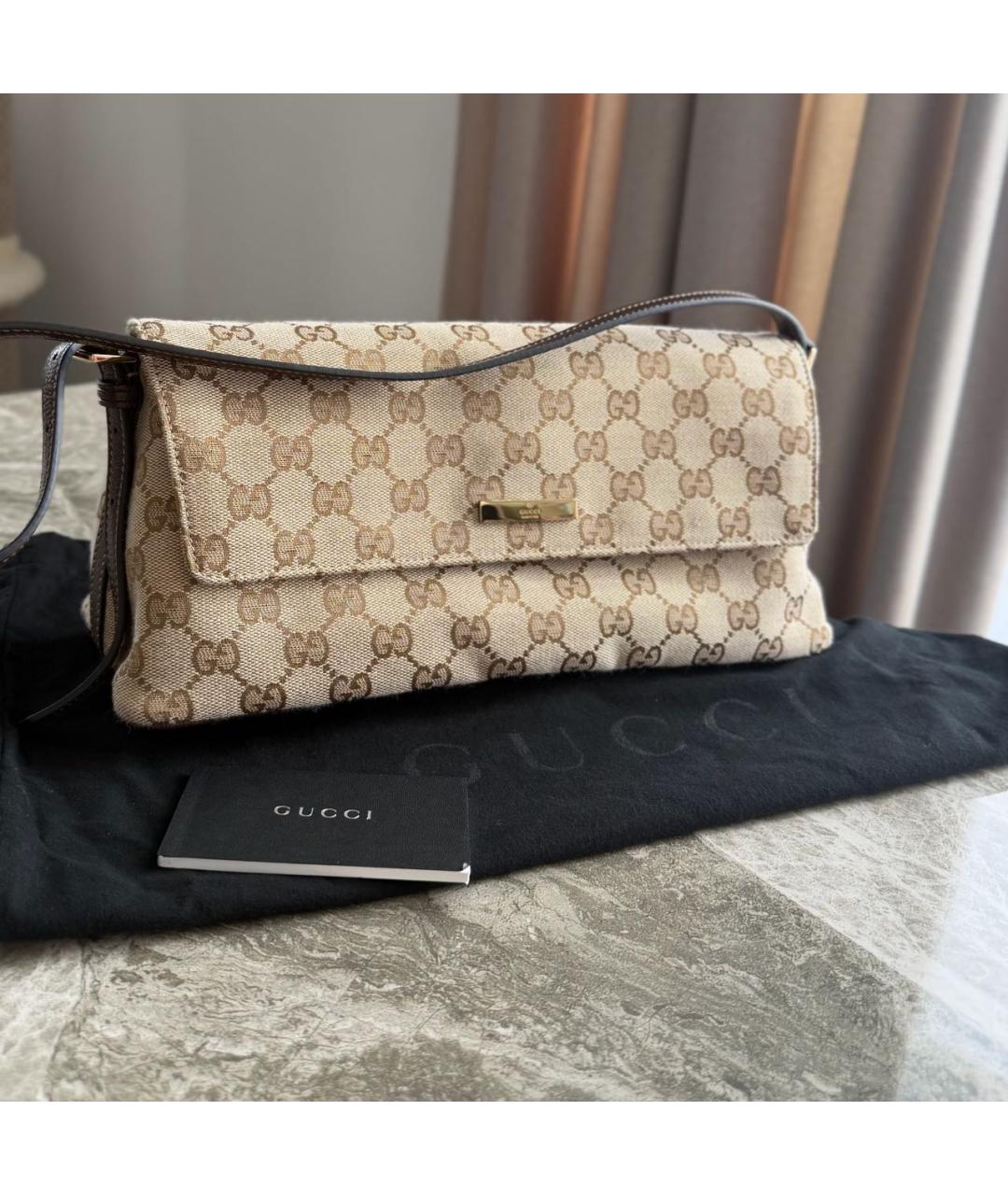 GUCCI Коричневая сумка через плечо из канвы, фото 4