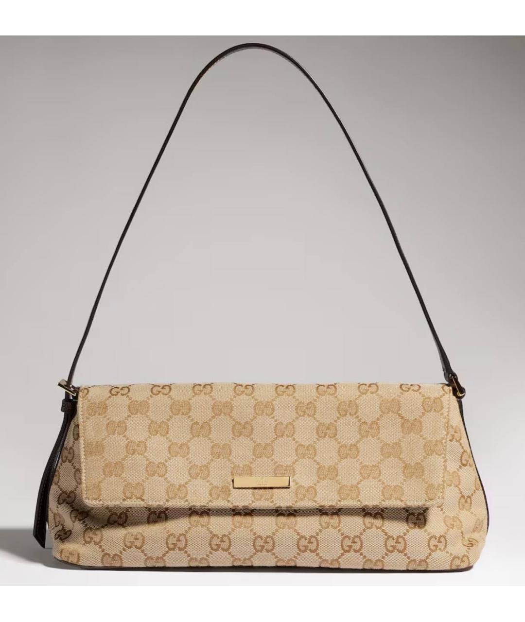 GUCCI Коричневая сумка через плечо из канвы, фото 9