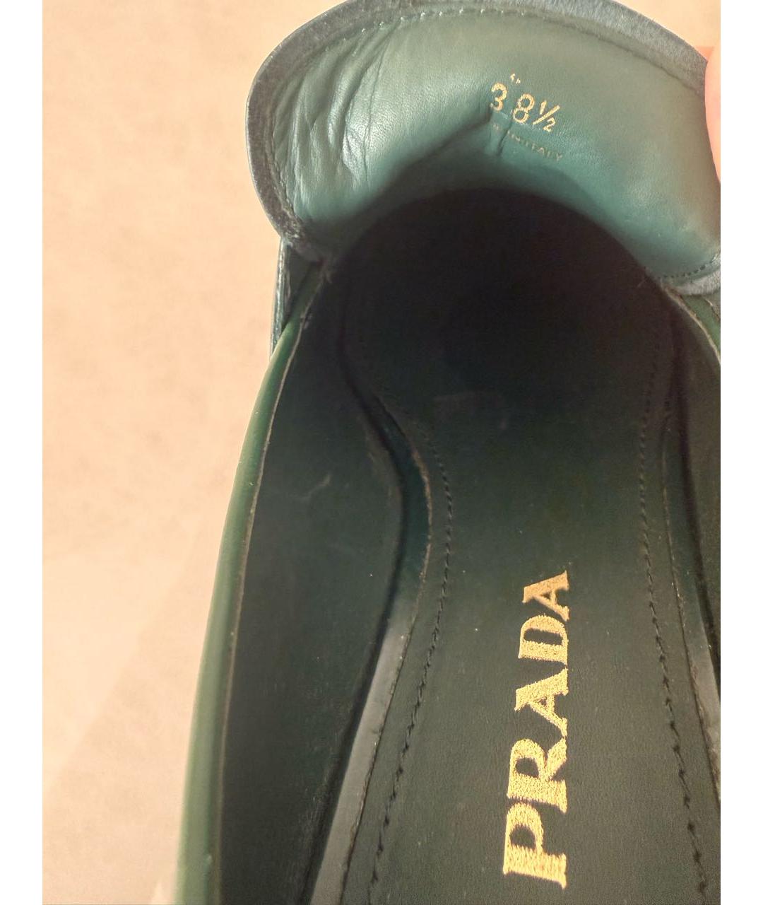 PRADA Зеленые кожаные лоферы, фото 5