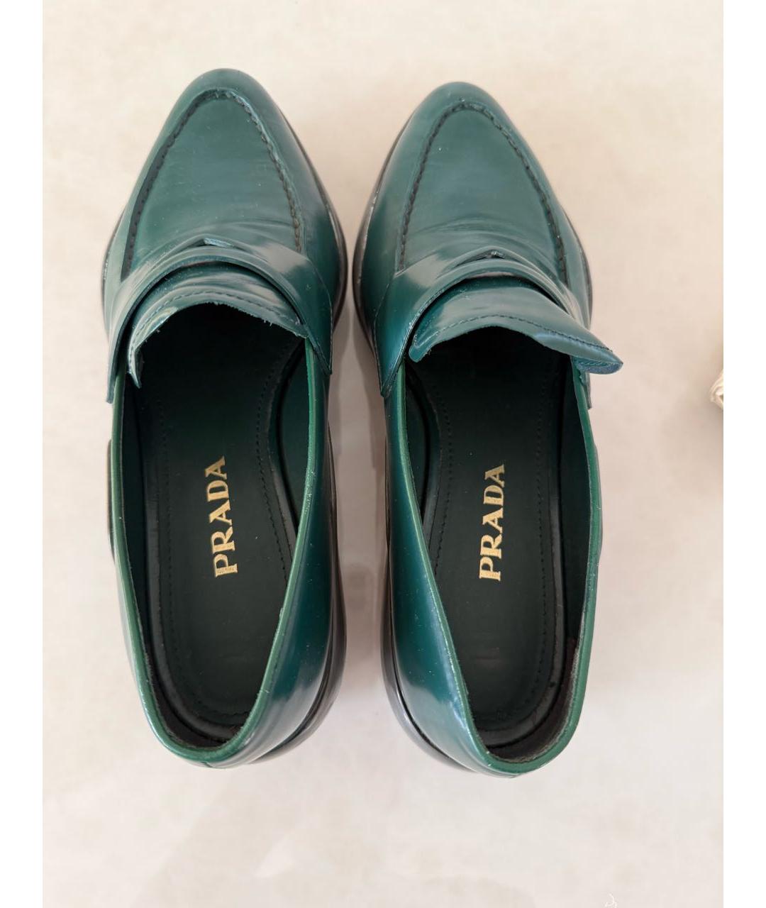 PRADA Зеленые кожаные лоферы, фото 2