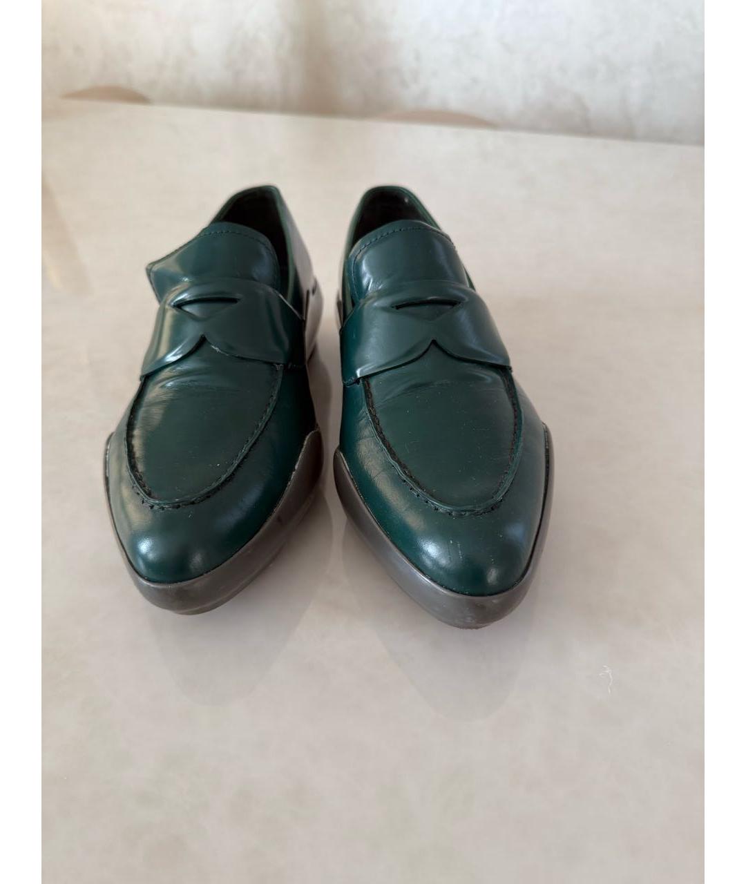 PRADA Зеленые кожаные лоферы, фото 3