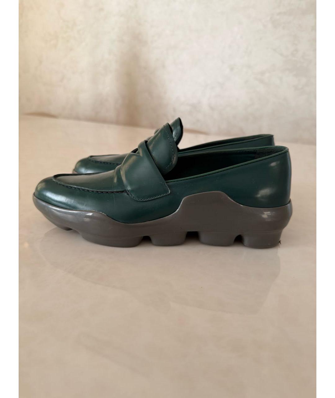 PRADA Зеленые кожаные лоферы, фото 6