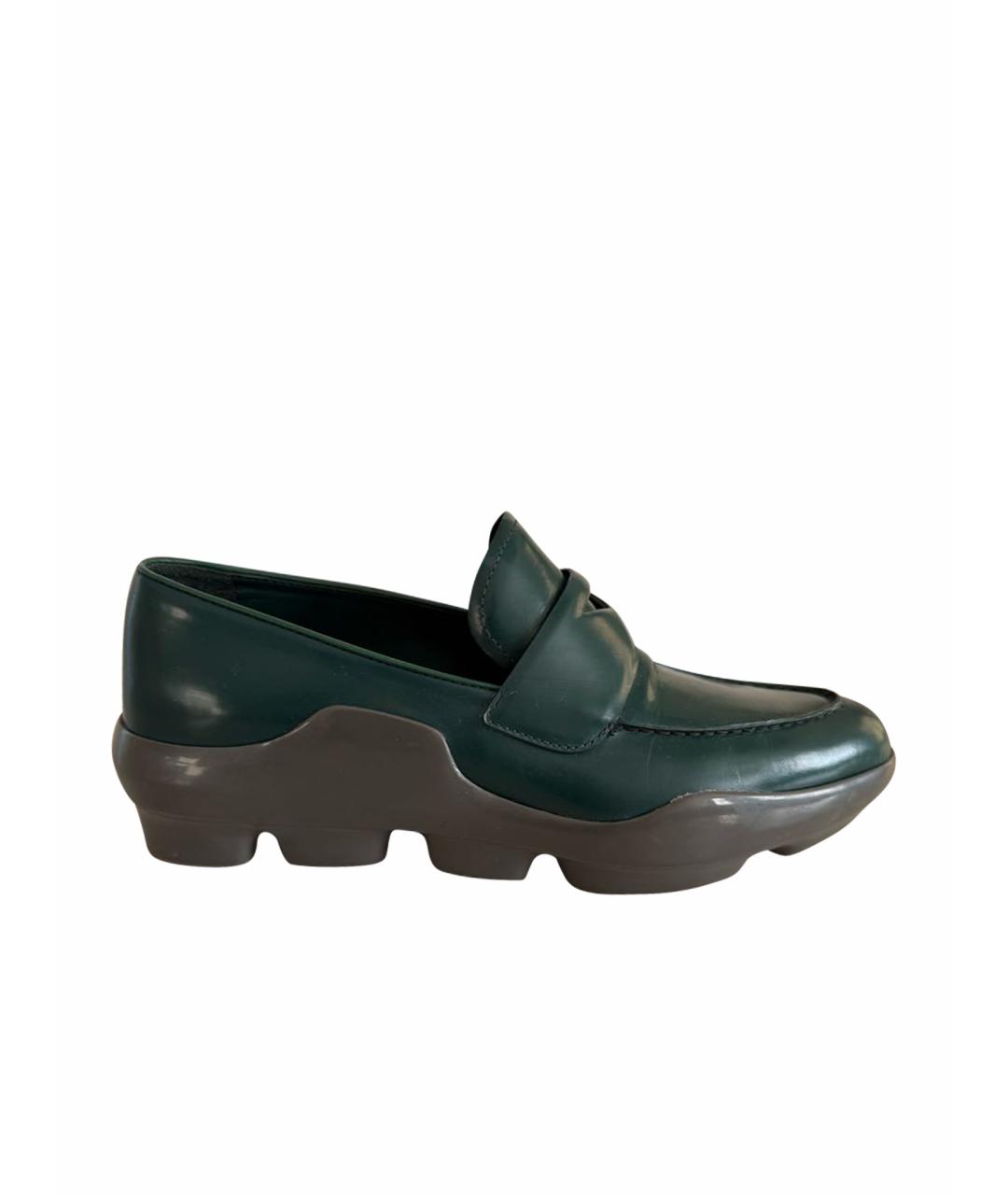 PRADA Зеленые кожаные лоферы, фото 1
