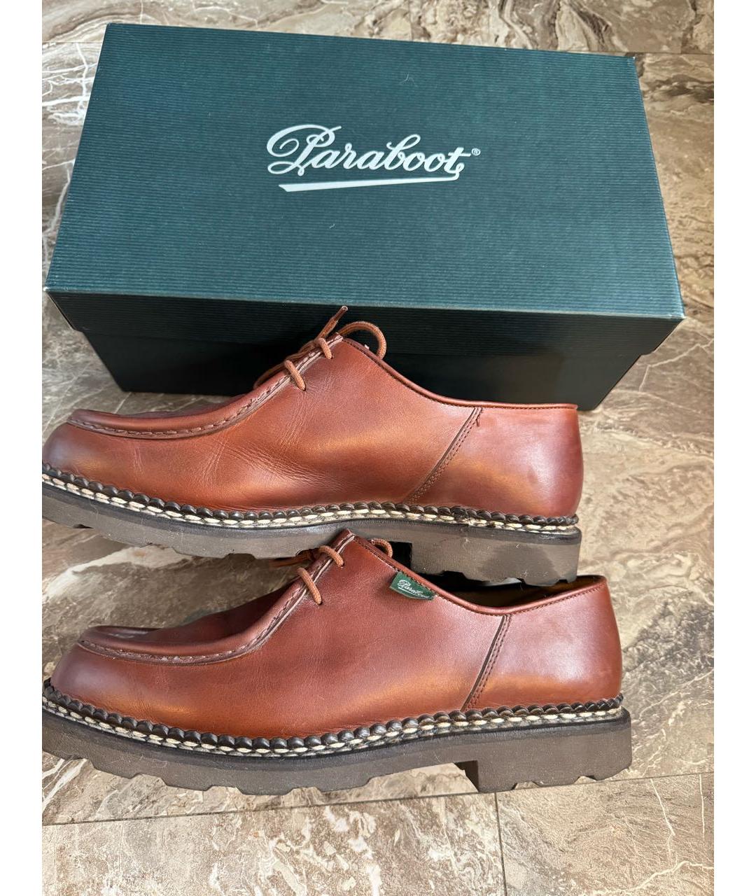 PARABOOT Коричневые кожаные низкие ботинки, фото 9